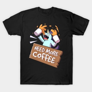 Need More Coffee Funny Anime Unicorn T-Shirt